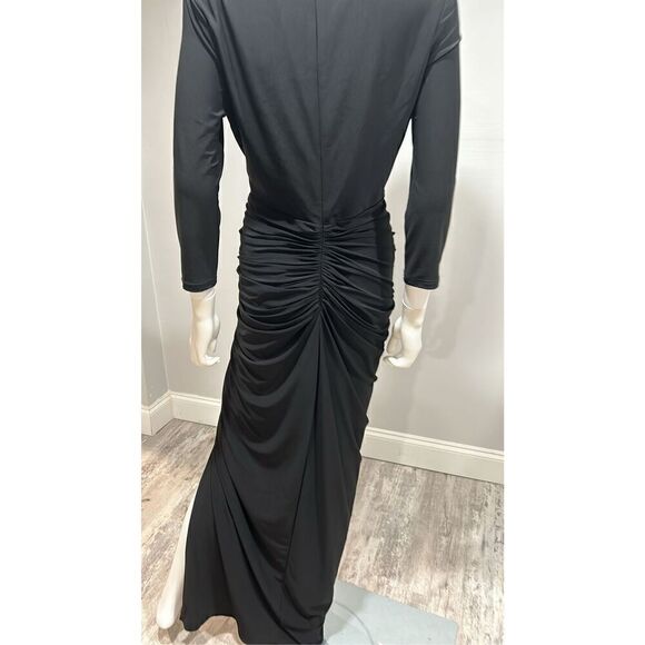 Betsy & Adam Black Aubree 3/4 Sleeve V-Neck Jersey Wrap Dress Size 10 - Picture 8 of 9